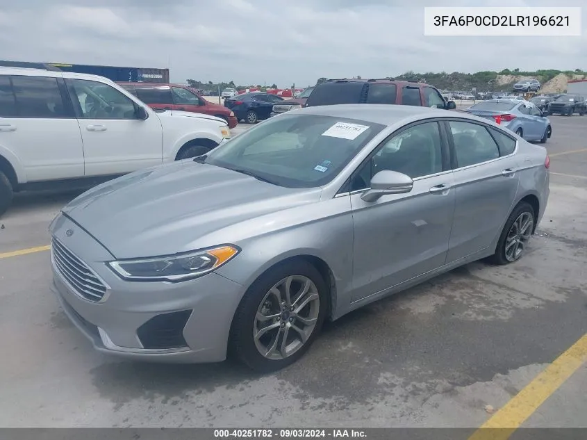 2020 Ford Fusion Sel VIN: 3FA6P0CD2LR196621 Lot: 40251782