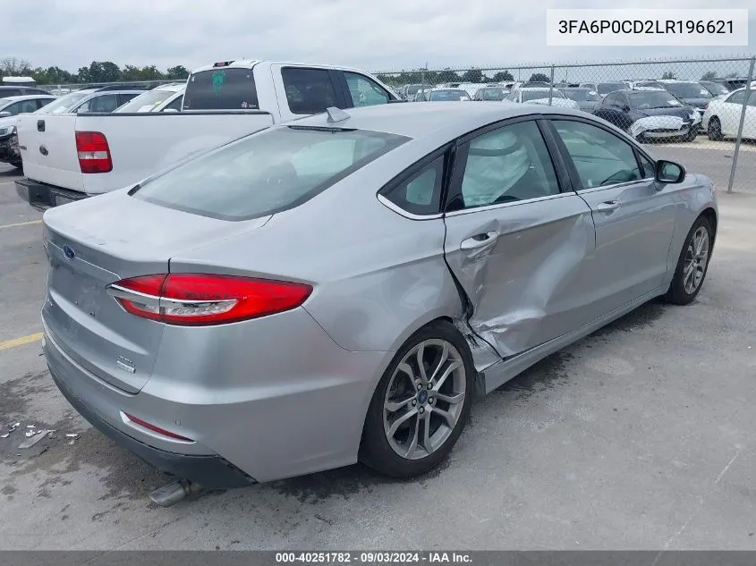 2020 Ford Fusion Sel VIN: 3FA6P0CD2LR196621 Lot: 40251782