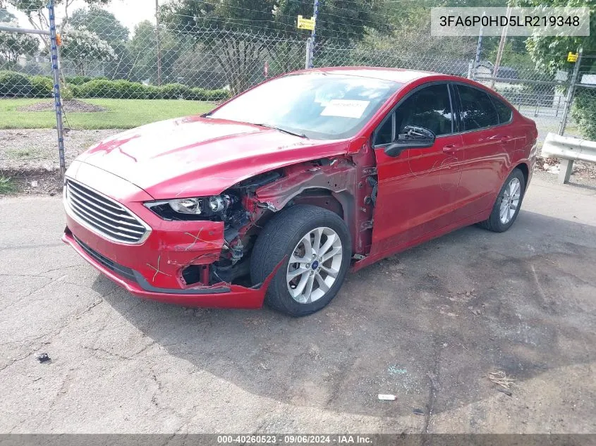 2020 Ford Fusion Se VIN: 3FA6P0HD5LR219348 Lot: 40260523