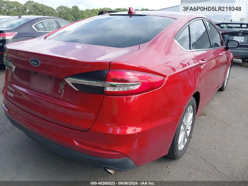 2020 Ford Fusion Se VIN: 3FA6P0HD5LR219348 Lot: 40260523