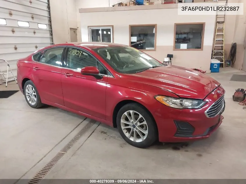 2020 Ford Fusion Se VIN: 3FA6P0HD1LR232887 Lot: 40279309