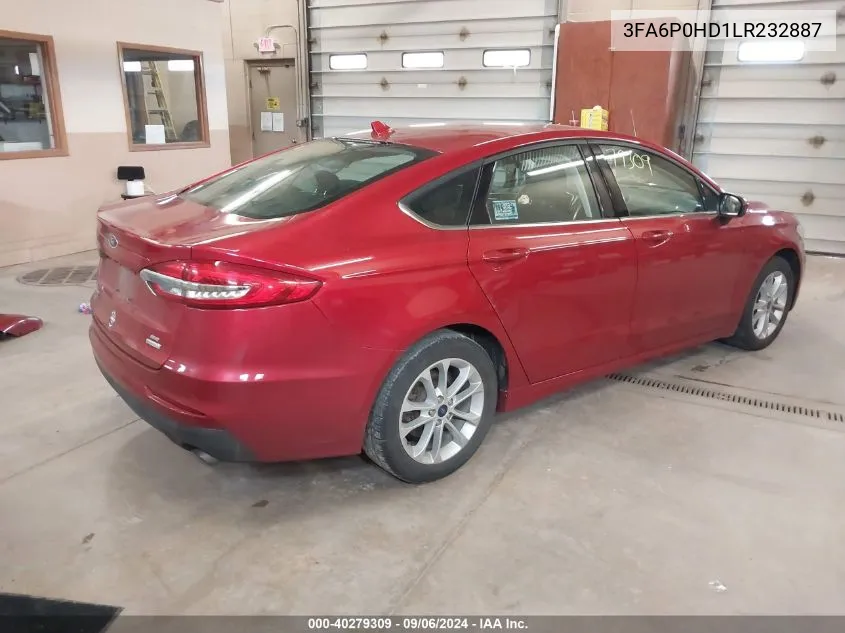 2020 Ford Fusion Se VIN: 3FA6P0HD1LR232887 Lot: 40279309