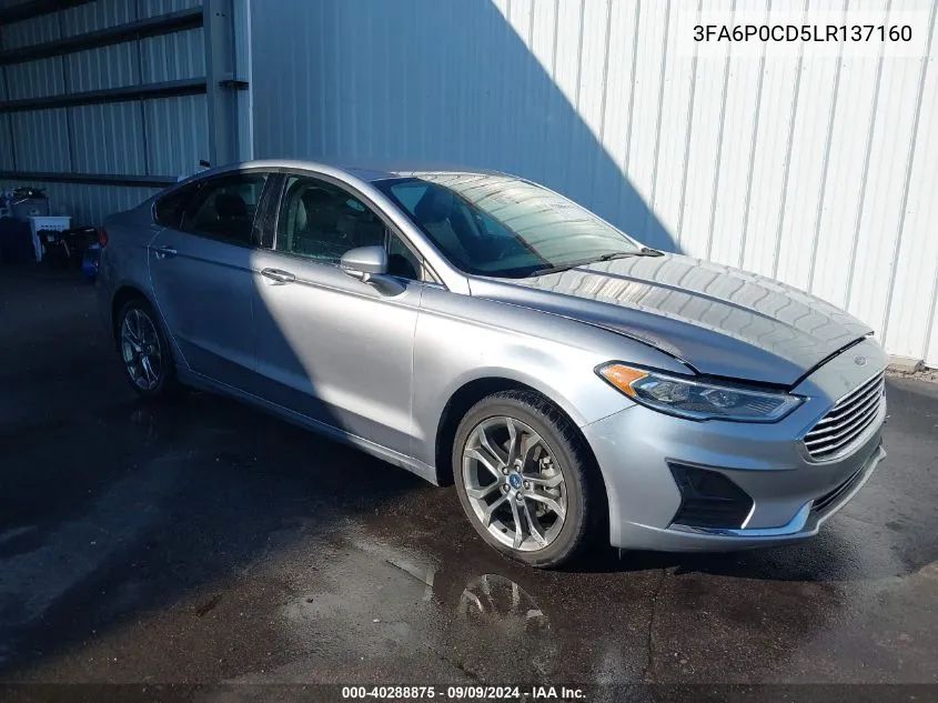 2020 Ford Fusion Sel VIN: 3FA6P0CD5LR137160 Lot: 40288875