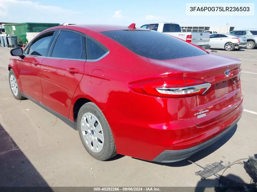 2020 Ford Fusion S VIN: 3FA6P0G75LR236503 Lot: 40292266