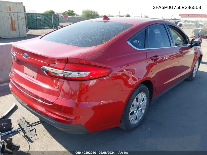 2020 Ford Fusion S VIN: 3FA6P0G75LR236503 Lot: 40292266