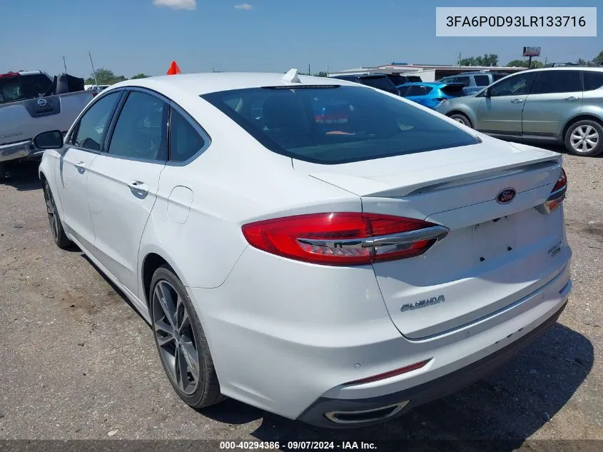 2020 Ford Fusion Titanium VIN: 3FA6P0D93LR133716 Lot: 40294386