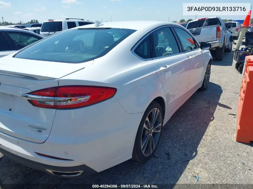 2020 Ford Fusion Titanium VIN: 3FA6P0D93LR133716 Lot: 40294386