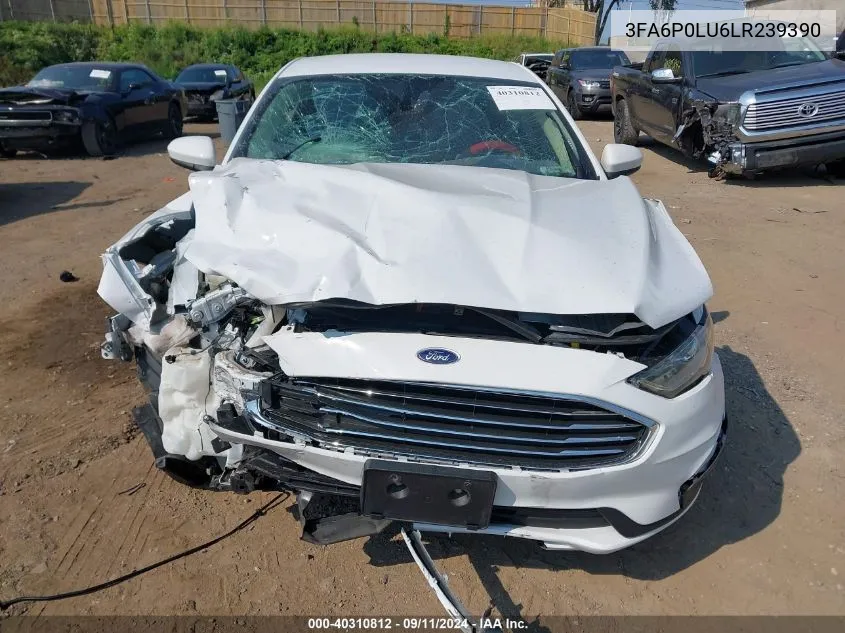 2020 Ford Fusion Se VIN: 3FA6P0LU6LR239390 Lot: 40310812