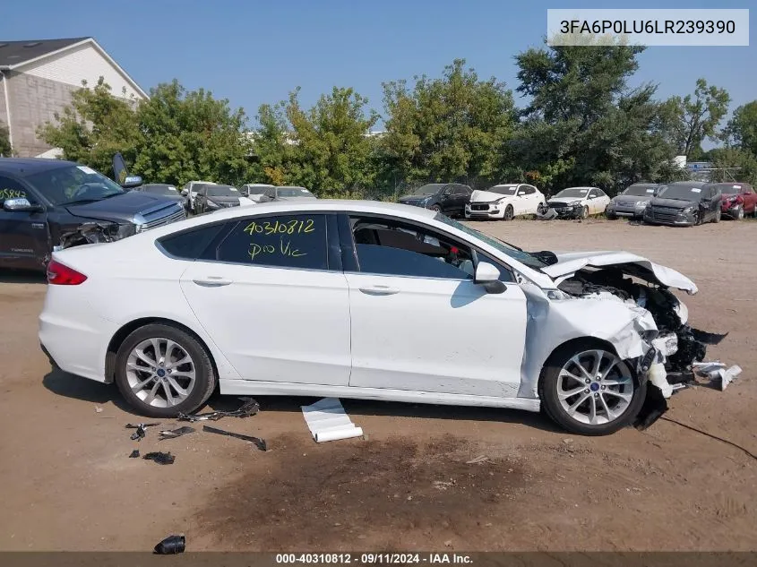 2020 Ford Fusion Se VIN: 3FA6P0LU6LR239390 Lot: 40310812