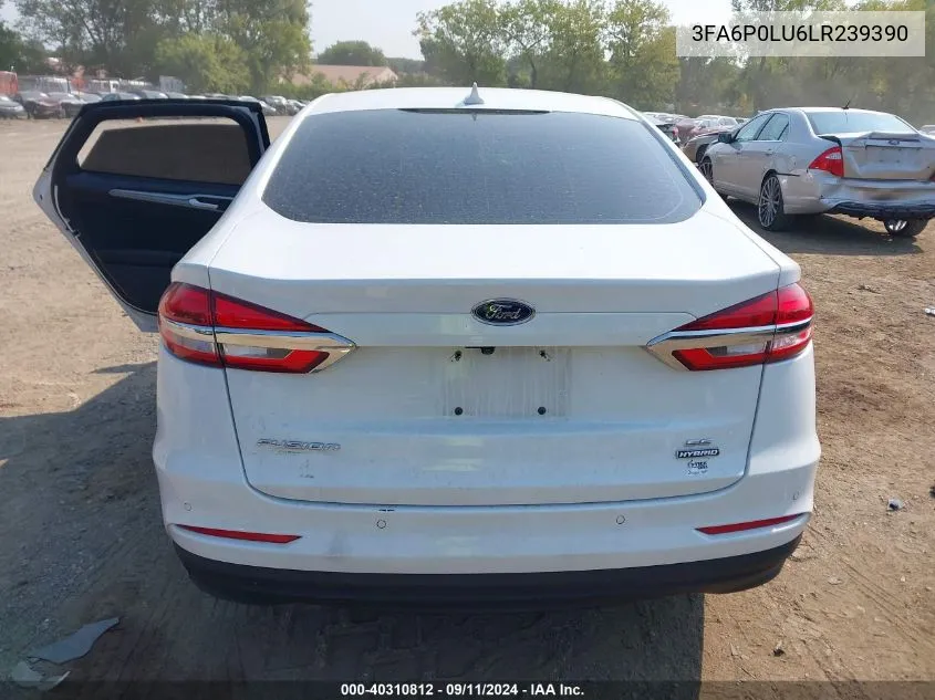 2020 Ford Fusion Se VIN: 3FA6P0LU6LR239390 Lot: 40310812