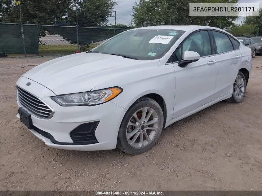 2020 Ford Fusion Se VIN: 3FA6P0HD1LR201171 Lot: 40316483