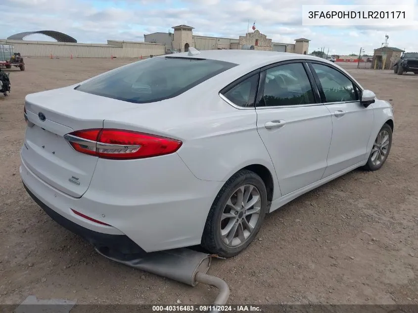 2020 Ford Fusion Se VIN: 3FA6P0HD1LR201171 Lot: 40316483