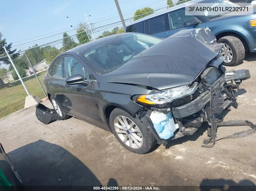 2020 Ford Fusion Se VIN: 3FA6P0HD1LR232971 Lot: 40342295