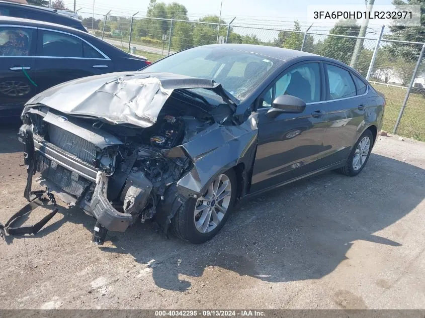 2020 Ford Fusion Se VIN: 3FA6P0HD1LR232971 Lot: 40342295