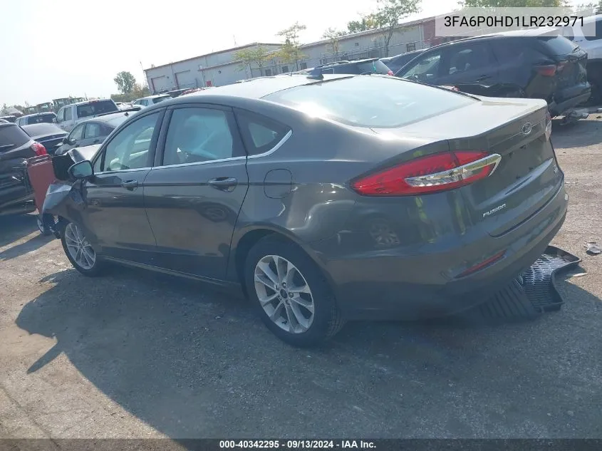 2020 Ford Fusion Se VIN: 3FA6P0HD1LR232971 Lot: 40342295