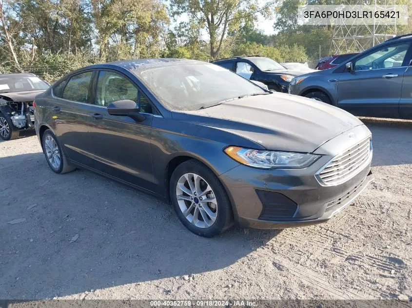 2020 Ford Fusion Se VIN: 3FA6P0HD3LR165421 Lot: 40352759