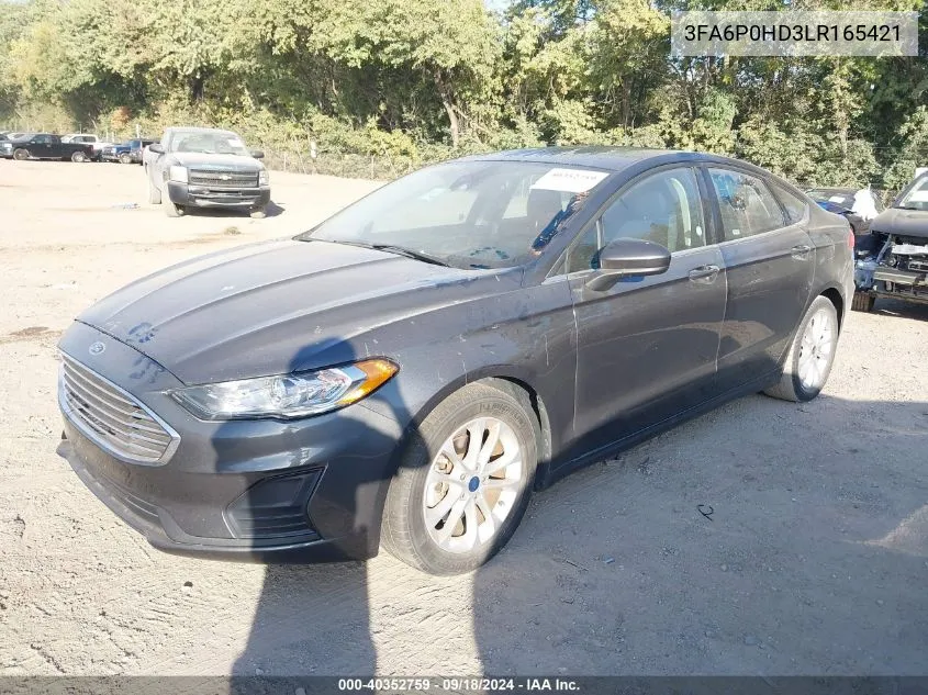 2020 Ford Fusion Se VIN: 3FA6P0HD3LR165421 Lot: 40352759