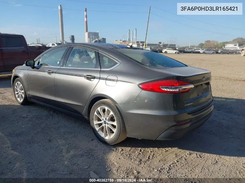 3FA6P0HD3LR165421 2020 Ford Fusion Se