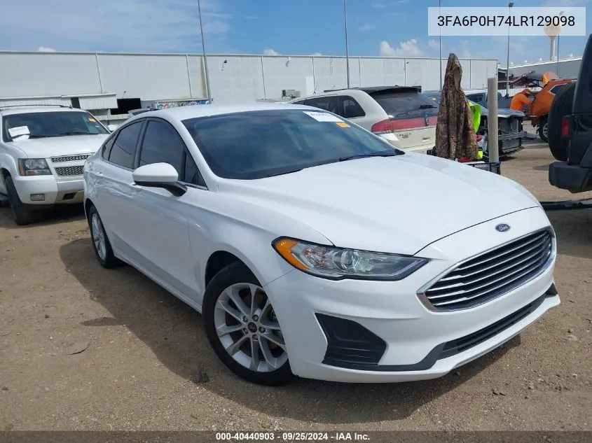 2020 Ford Fusion Se VIN: 3FA6P0H74LR129098 Lot: 40440903