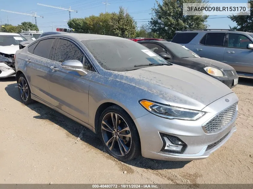 2020 Ford Fusion Titanium VIN: 3FA6P0D98LR153170 Lot: 40480772