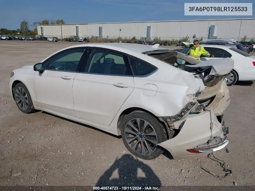 2020 Ford Fusion Se VIN: 3FA6P0T98LR125533 Lot: 40574723