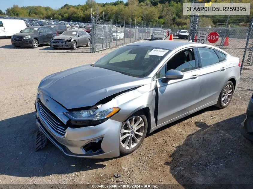 2020 Ford Fusion Se VIN: 3FA6P0HD5LR259395 Lot: 40576346