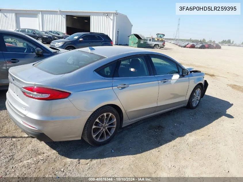 2020 Ford Fusion Se VIN: 3FA6P0HD5LR259395 Lot: 40576346