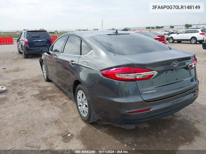 2020 Ford Fusion S VIN: 3FA6P0G70LR148149 Lot: 40582290