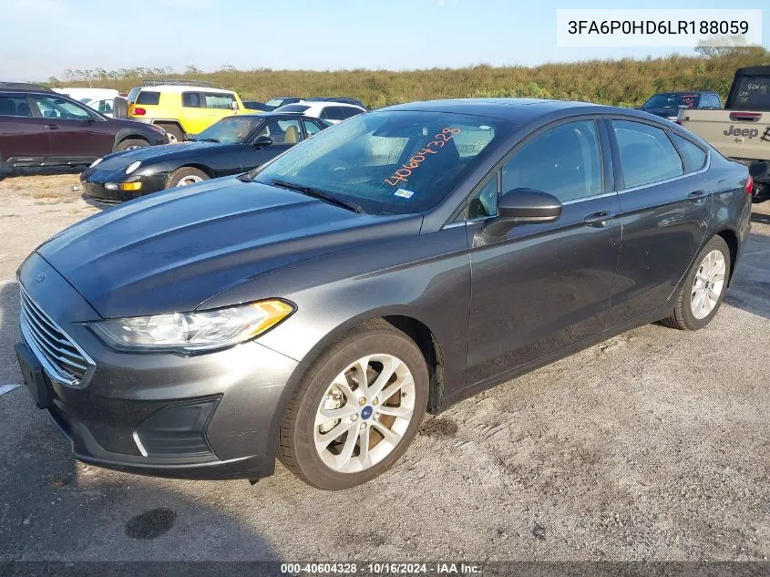 3FA6P0HD6LR188059 2020 Ford Fusion Se