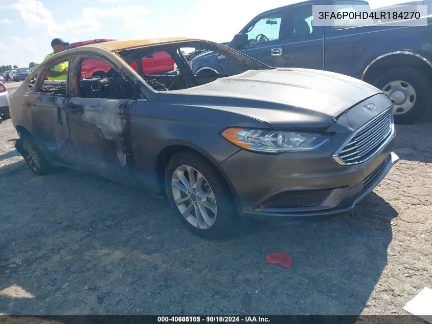 2020 Ford Fusion VIN: 3FA6P0HD4LR184270 Lot: 40605105