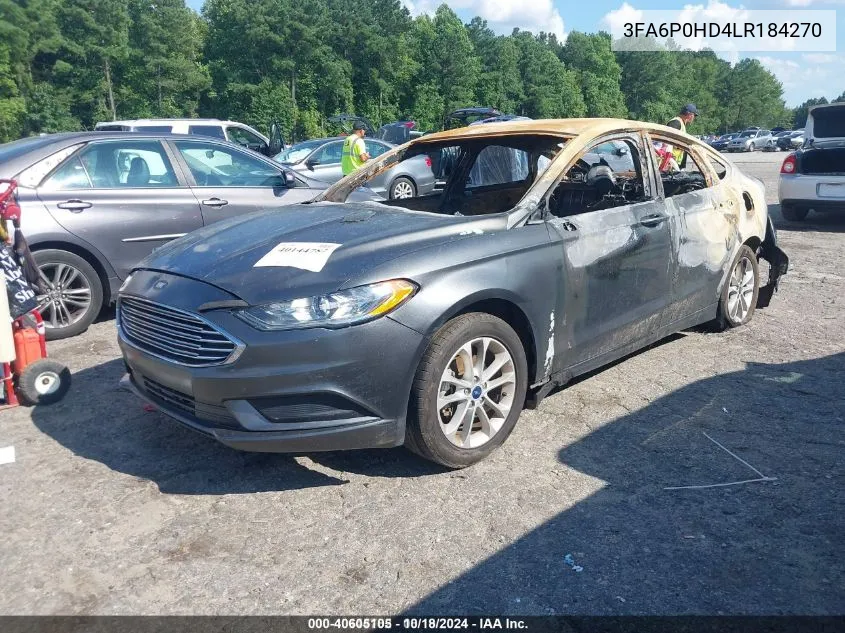 2020 Ford Fusion VIN: 3FA6P0HD4LR184270 Lot: 40605105