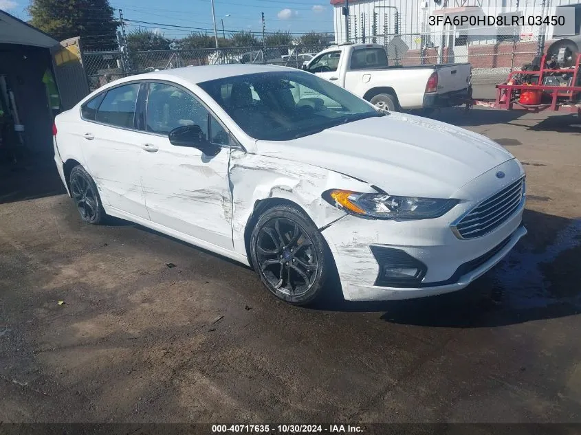 2020 Ford Fusion Se VIN: 3FA6P0HD8LR103450 Lot: 40717635