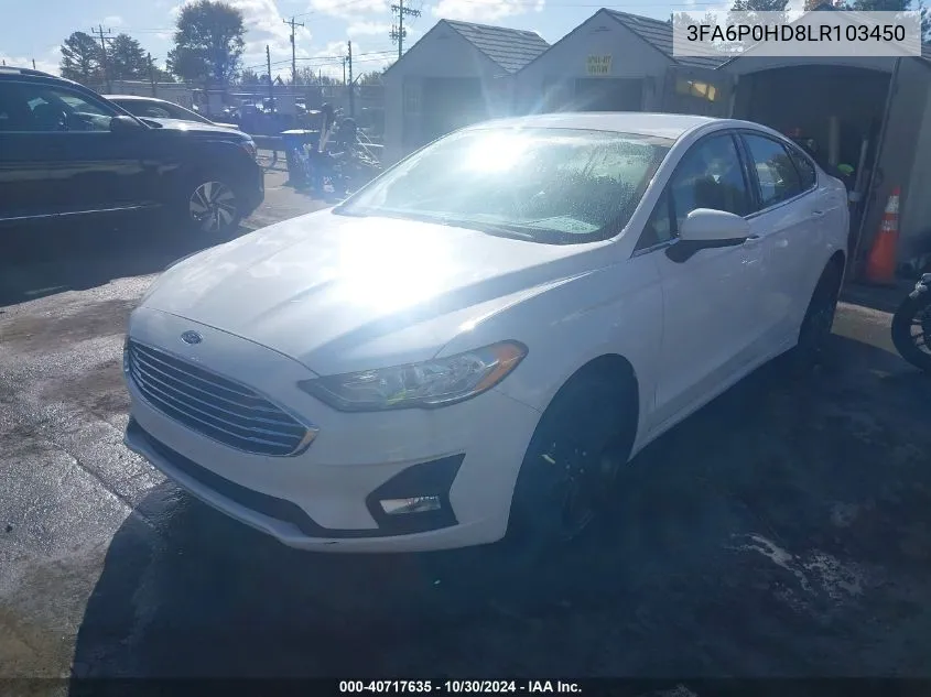 2020 Ford Fusion Se VIN: 3FA6P0HD8LR103450 Lot: 40717635