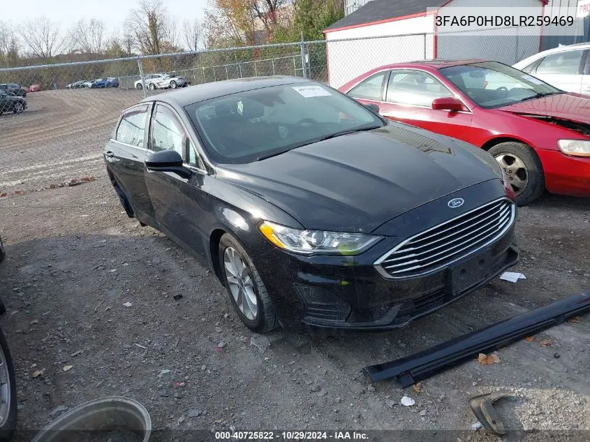 2020 Ford Fusion Se VIN: 3FA6P0HD8LR259469 Lot: 40725822