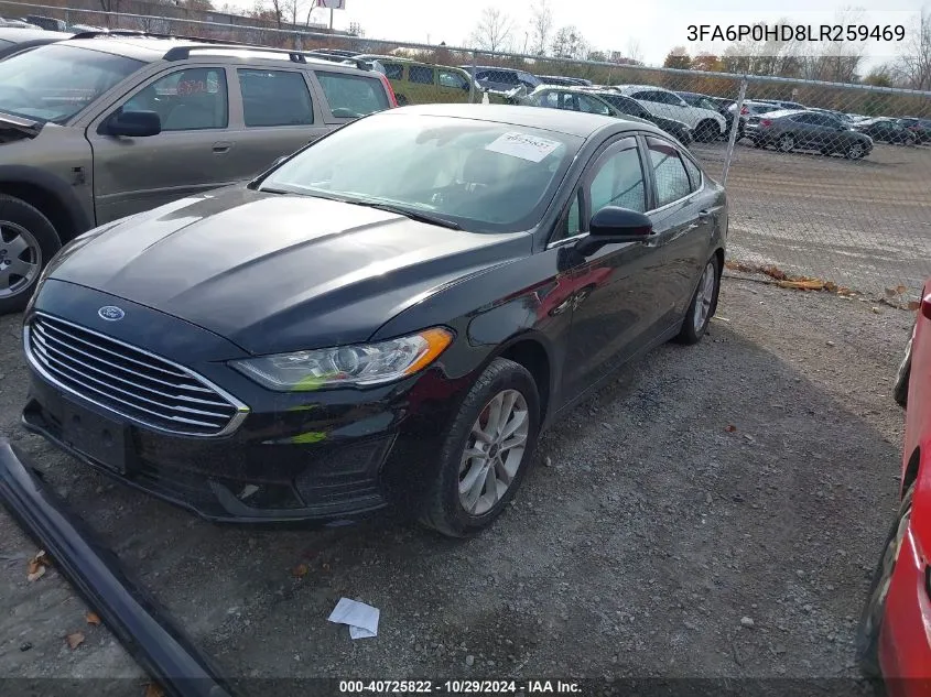 2020 Ford Fusion Se VIN: 3FA6P0HD8LR259469 Lot: 40725822