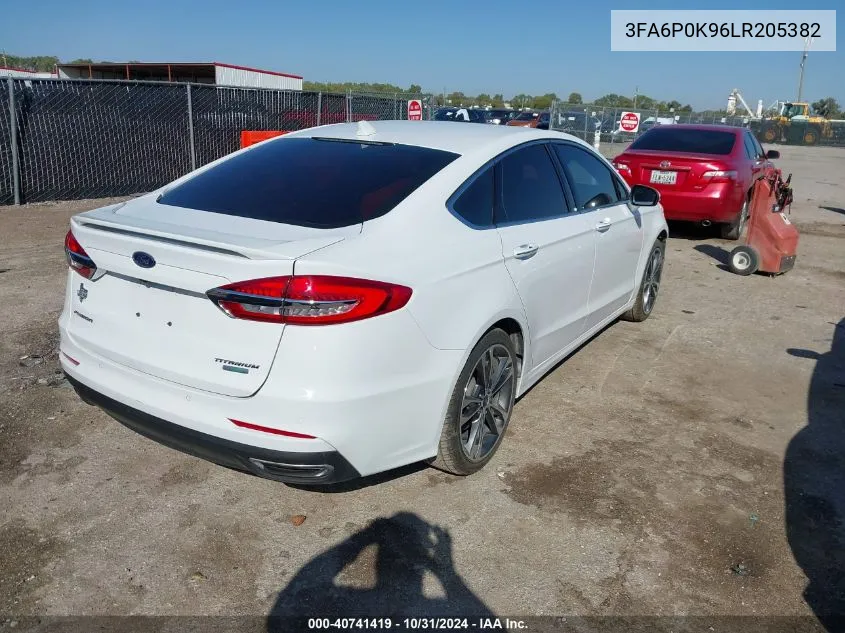 2020 Ford Fusion Titanium VIN: 3FA6P0K96LR205382 Lot: 40741419