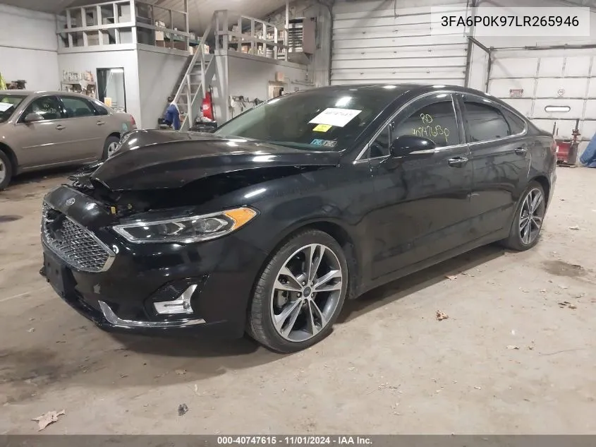 2020 Ford Fusion Titanium VIN: 3FA6P0K97LR265946 Lot: 40747615