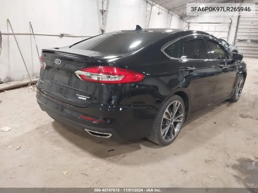 2020 Ford Fusion Titanium VIN: 3FA6P0K97LR265946 Lot: 40747615