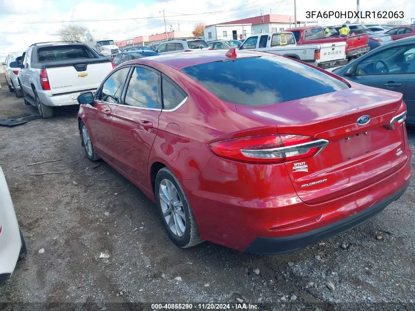 2020 Ford Fusion Se VIN: 3FA6P0HDXLR162063 Lot: 40855290