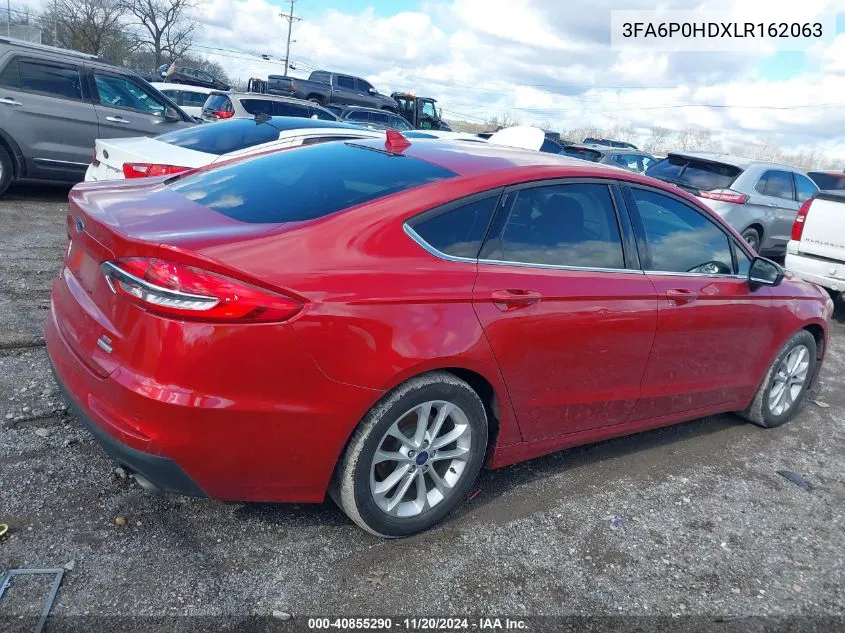 2020 Ford Fusion Se VIN: 3FA6P0HDXLR162063 Lot: 40855290