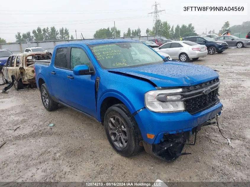 2022 Ford Maverick Xlt VIN: 3FTTW8F99NRA04569 Lot: 12074213