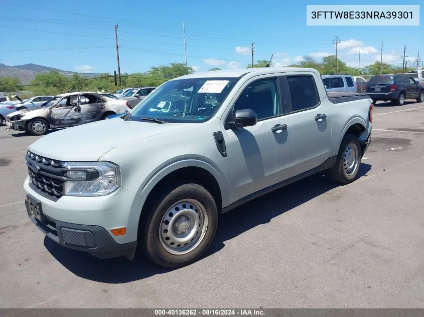 2022 Ford Maverick Xl VIN: 3FTTW8E33NRA39301 Lot: 40136262