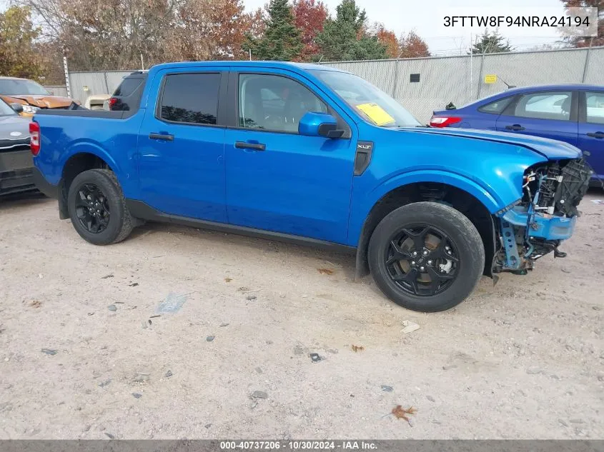 2022 Ford Maverick Xlt VIN: 3FTTW8F94NRA24194 Lot: 40737206