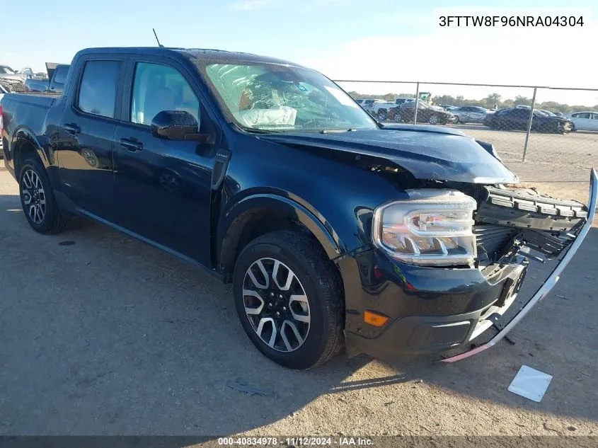 2022 Ford Maverick Lariat VIN: 3FTTW8F96NRA04304 Lot: 40834978