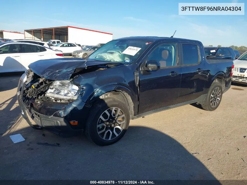 2022 Ford Maverick Lariat VIN: 3FTTW8F96NRA04304 Lot: 40834978