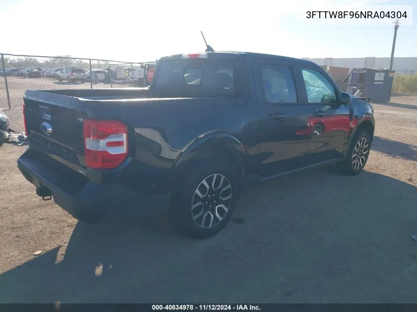 2022 Ford Maverick Lariat VIN: 3FTTW8F96NRA04304 Lot: 40834978