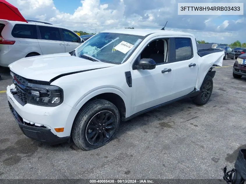 2024 Ford Maverick Xlt VIN: 3FTTW8H94RRB03433 Lot: 40085438