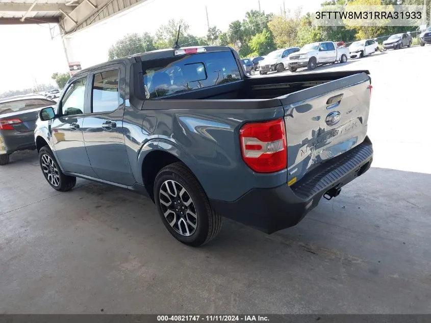 2024 Ford Maverick Lariat VIN: 3FTTW8M31RRA31933 Lot: 40821747