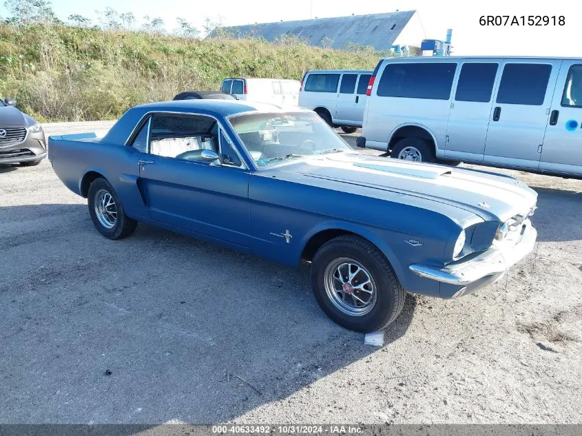 1966 Ford Mustang VIN: 6R07A152918 Lot: 40633492