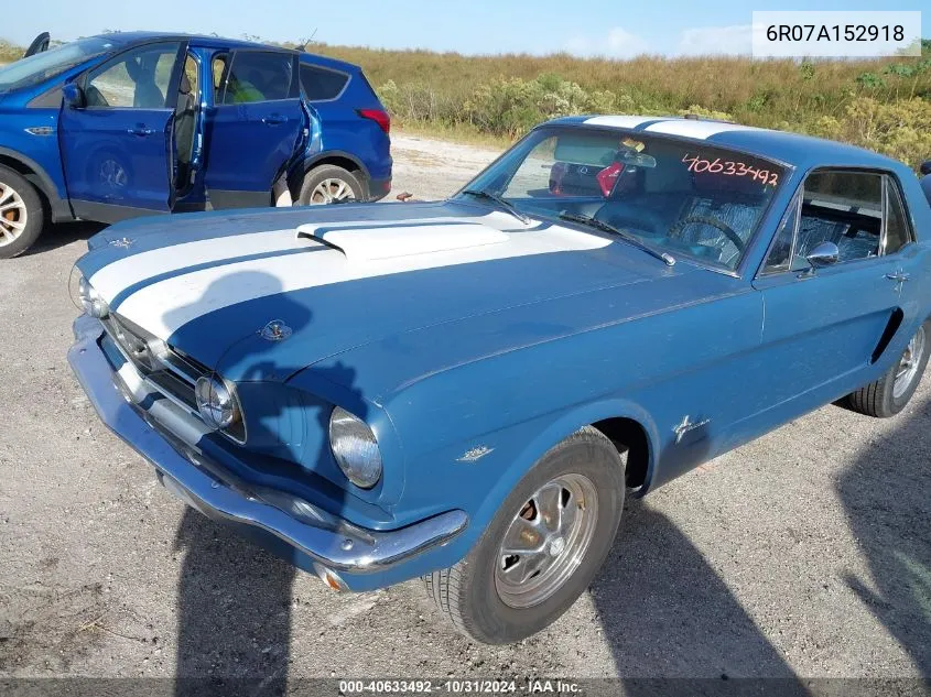 1966 Ford Mustang VIN: 6R07A152918 Lot: 40633492